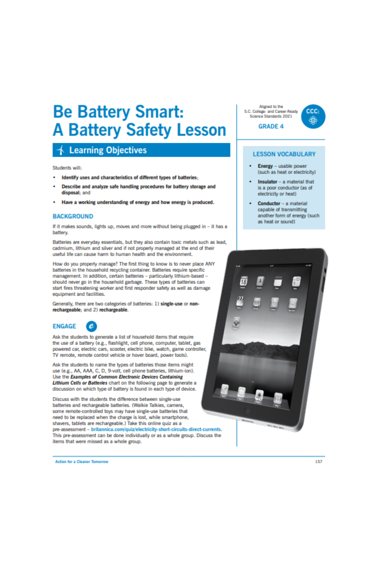 Take Action SC Curriculum Battery Lesson pdf image