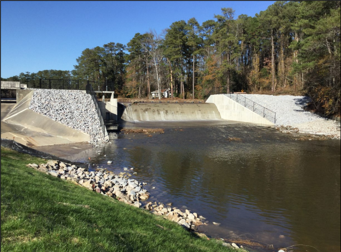 Repaired Carys Lake Dam in Richland County