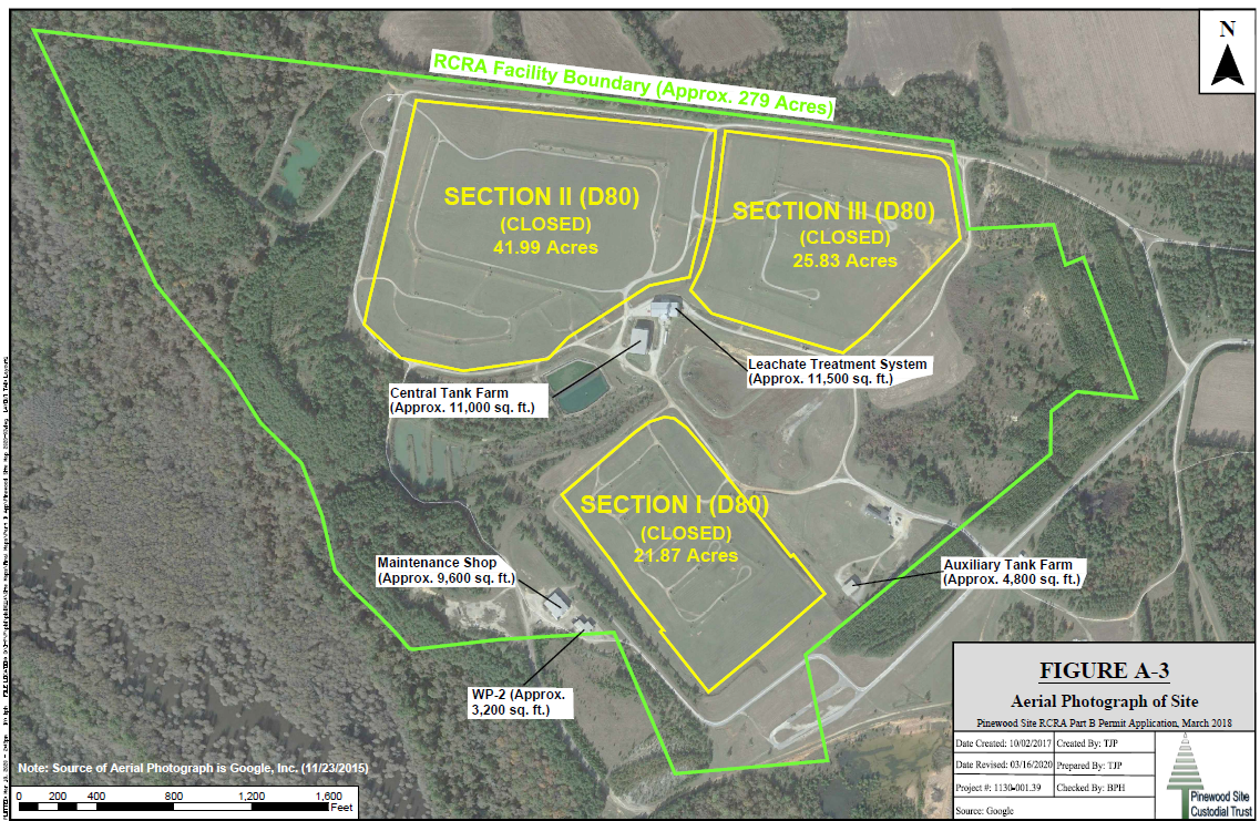 aerial photograph of pinewood site