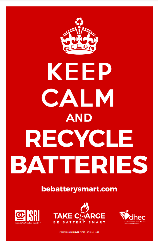 Keep Calm and Recycle Batteries poster pdf image