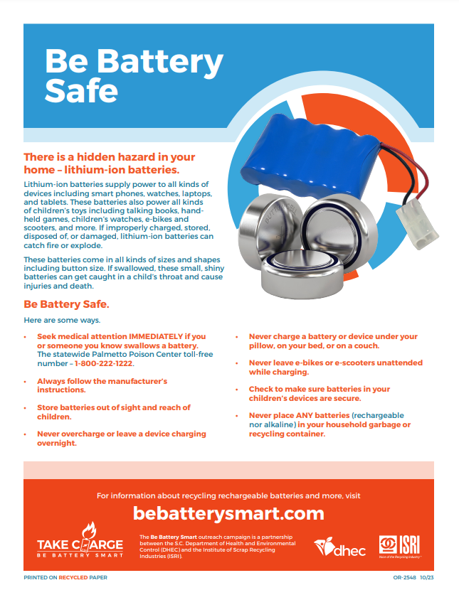 Be Battery Safe - Lithium-Ion fact sheet pdf image