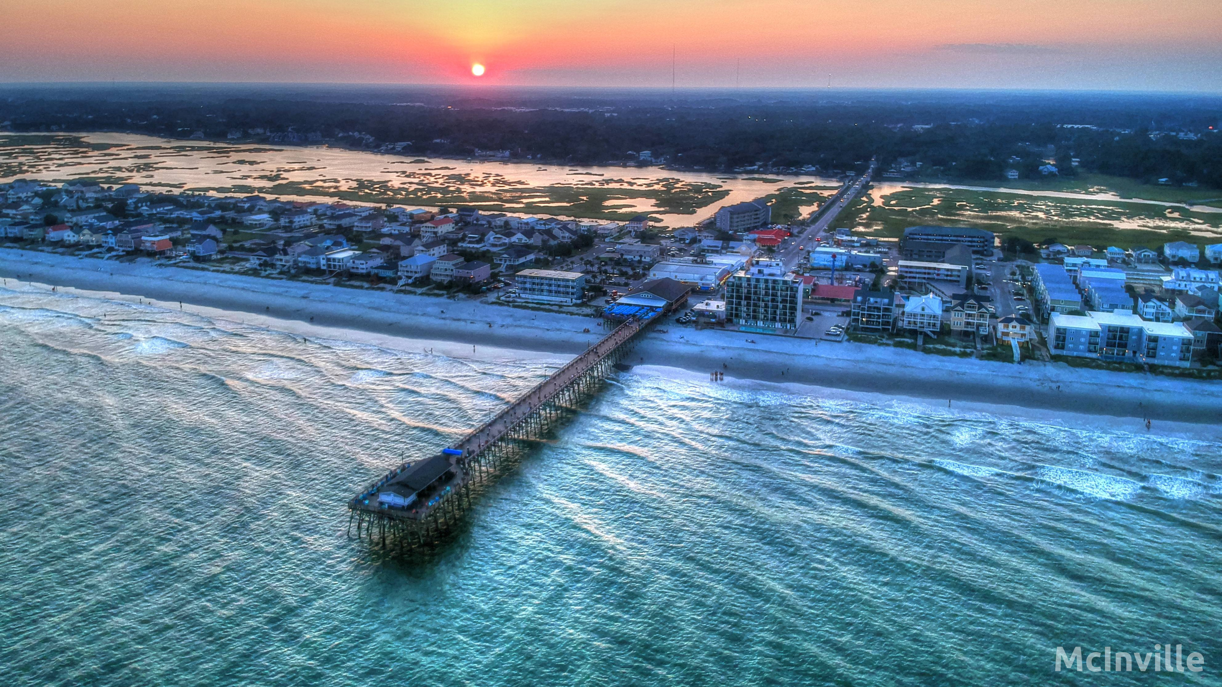 An overhead photo of Folly Beach