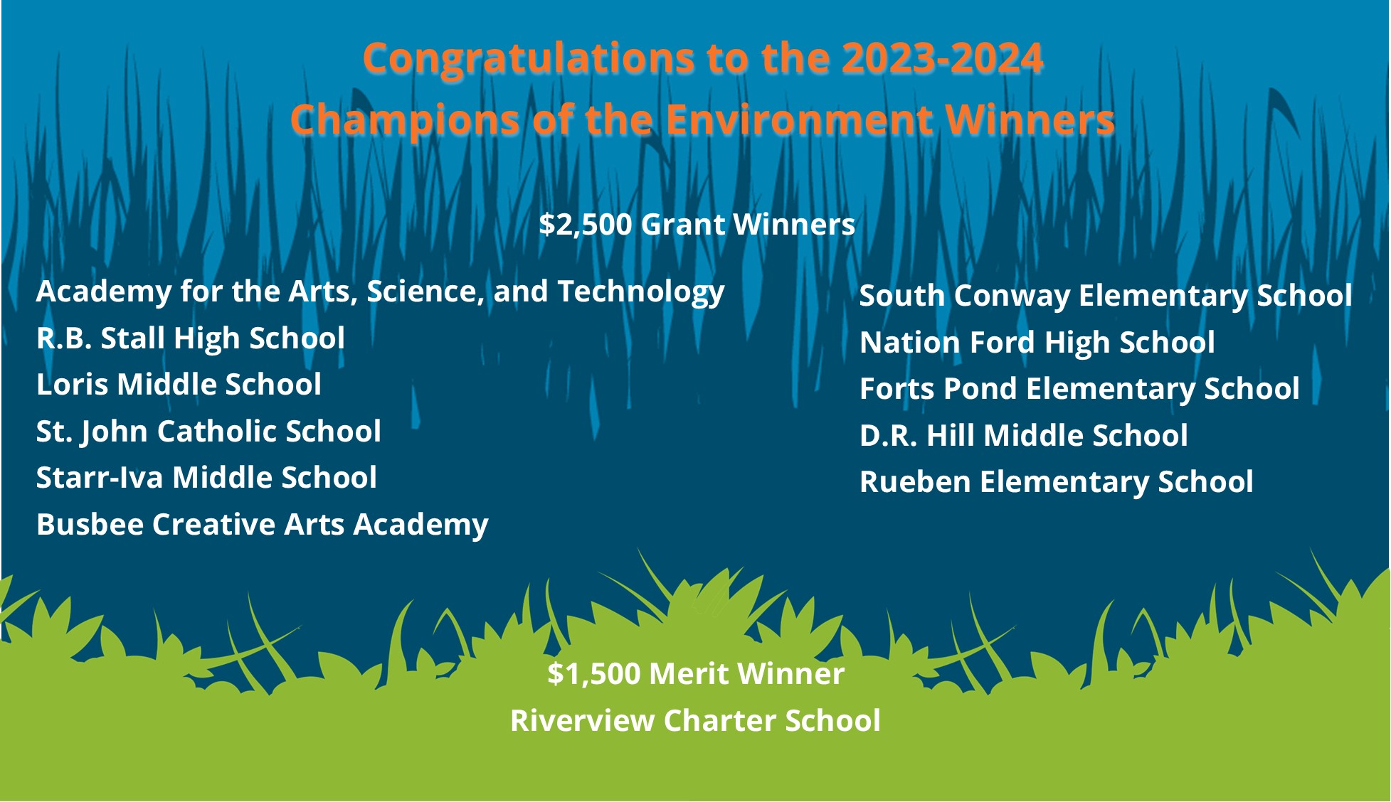 2023-2024 Champions of the Environment Winners list graphic