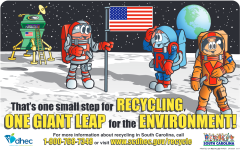 One Small Step for Recycling, One Giant Leap for the Environment poster graphic