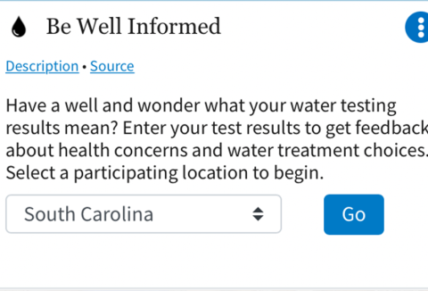 SC water testing results homepage