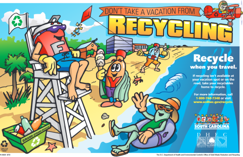 Don't Take a Vacation from Recycling poster graphic
