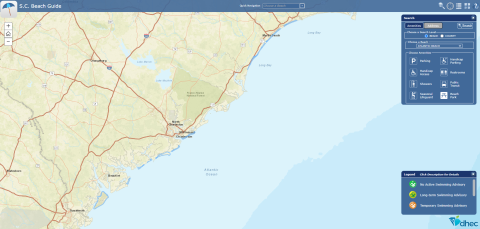 screen shot of SC Beach Guide GIS application