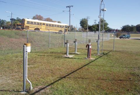 a cluster of wells at a middle school