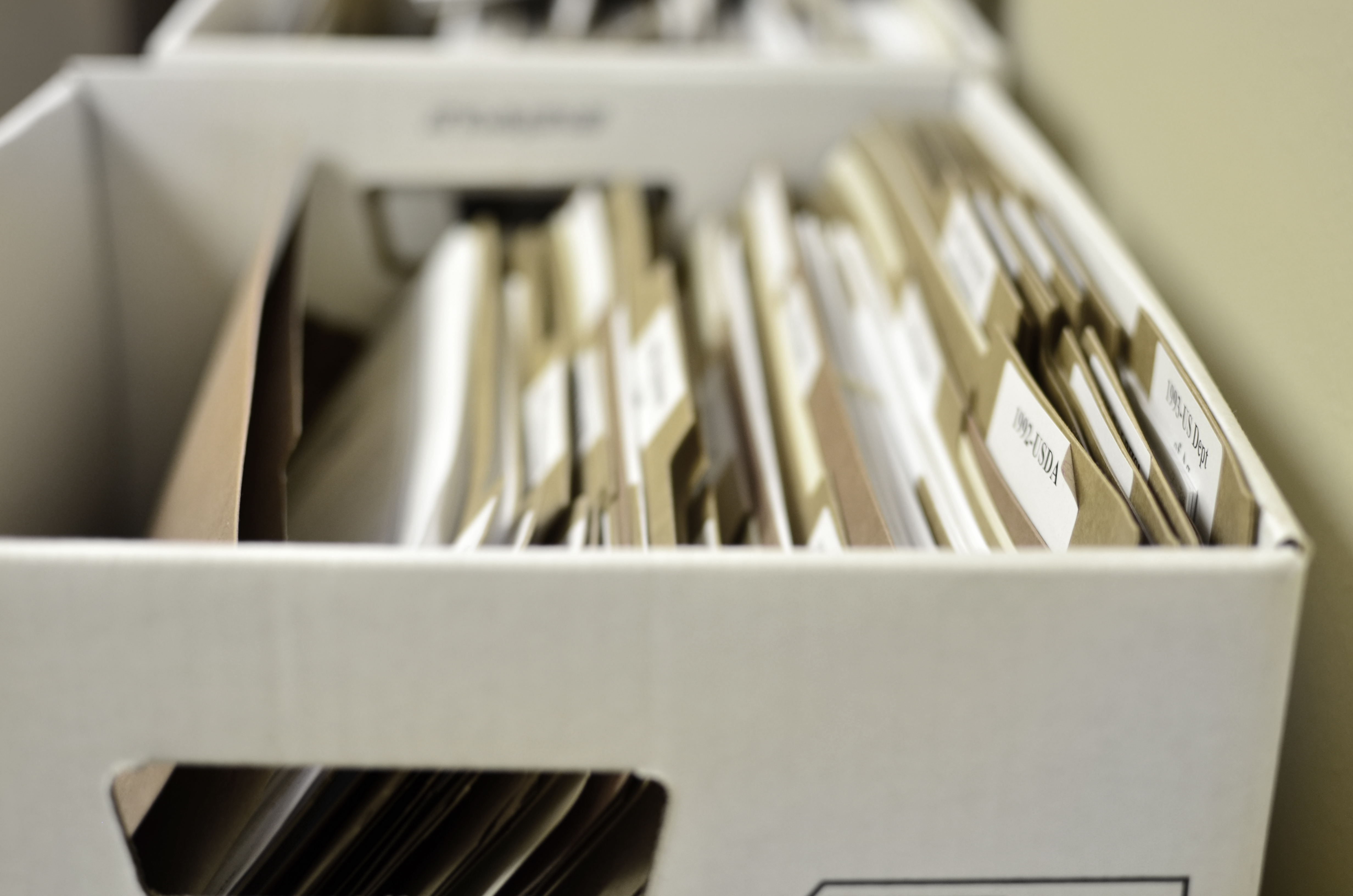 Box of Files Organization Documents