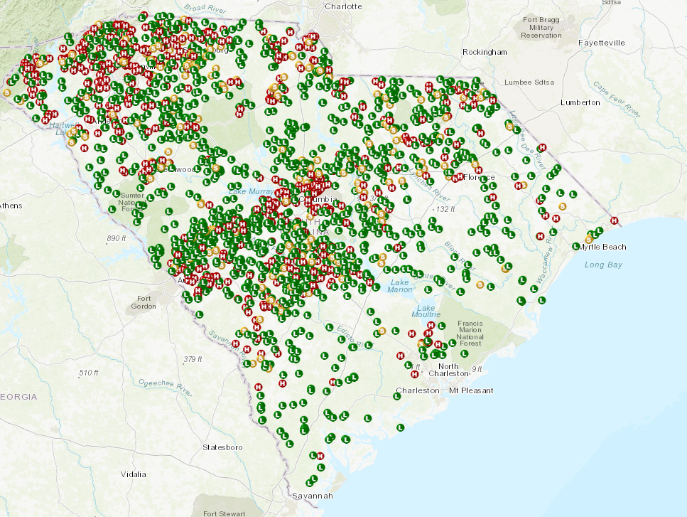 map of south carolina
